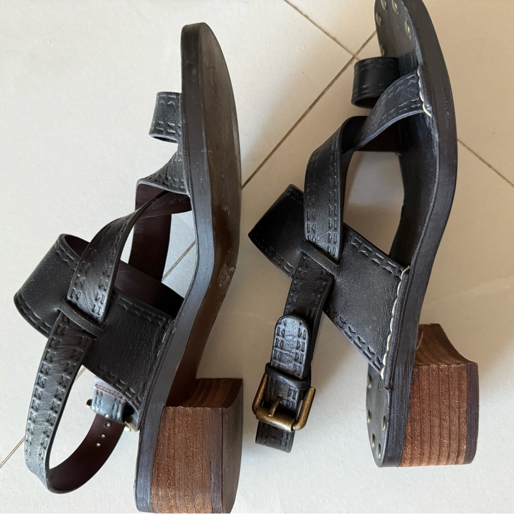 See By Chloe Dark Leather Sandals - Picture 6 of 9